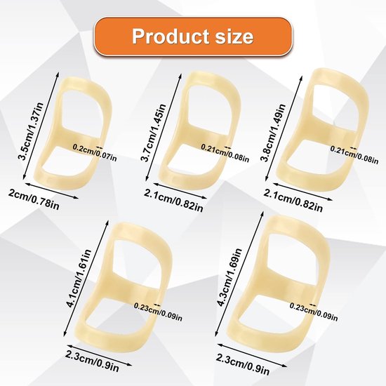 Set van 5 Ovale Vinger Splints - Ondersteuning en Stabilisatie voor Duim, Middelste, Pinky en Ringvinger (Maten 6-10) — afbeelding 5