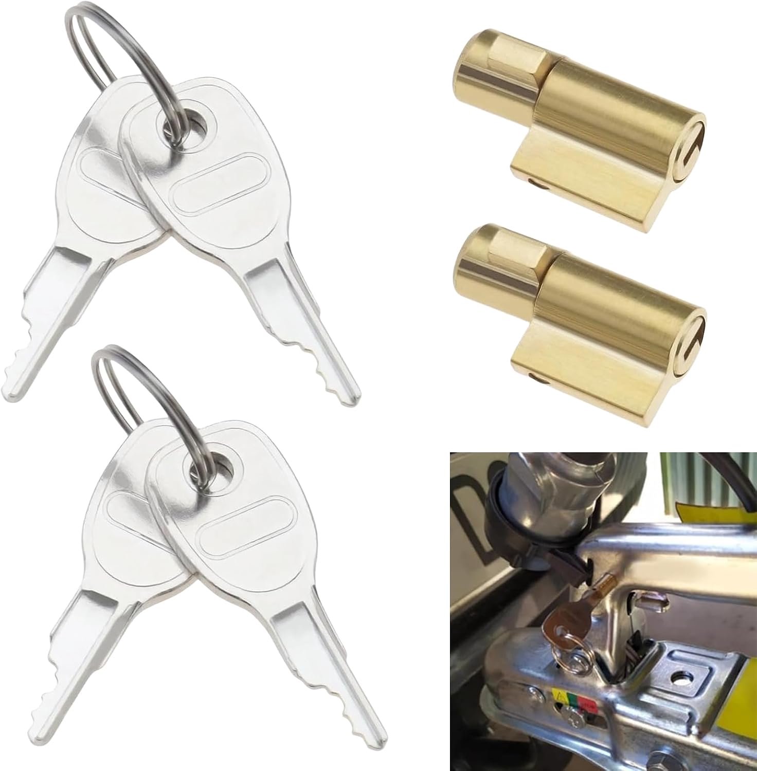 Trailer Lock Set, 2 Locks with 4 Keys, Clutch Lock for Tow Bar, Ground Compatible, Daxara Maypole - ShopVlot