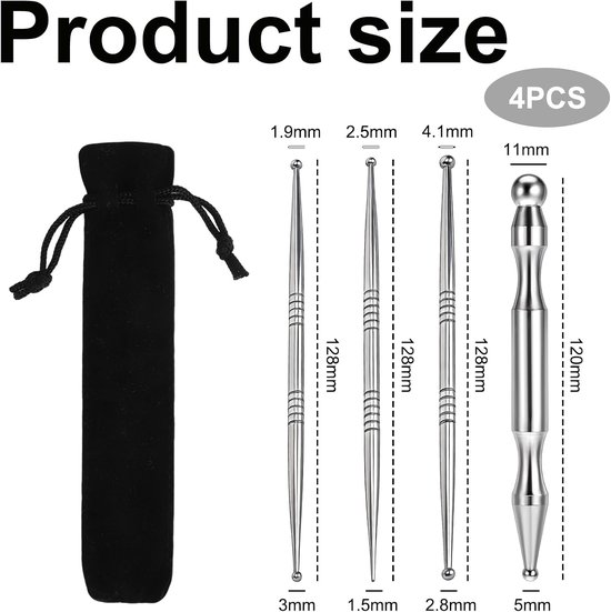 4 Stuks Acupunctuurpen Acupressuurpen 12cm Multifunctionele Accupresserstang Voor spierontspanning, acupressuur en acupunctuur, Geschikt voor thuis, op kantoor en op reis — afbeelding 2