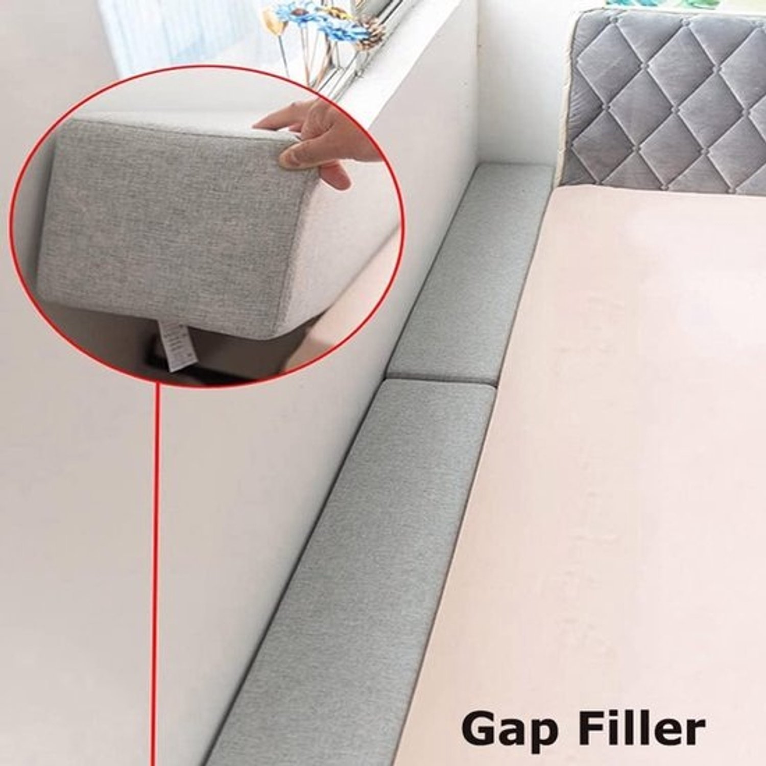 Bankkussen - Hoofdsteun - Rugsteun - Voor ontspannen zitten - Afneembare hoes - 100 cm lang - Beige