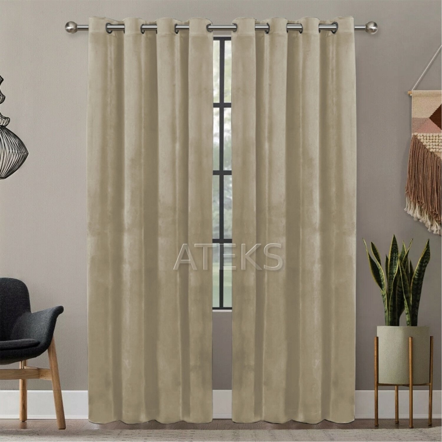 Imperial Velours Gordijn 140x250cm - Licht Beige - Verduisterend