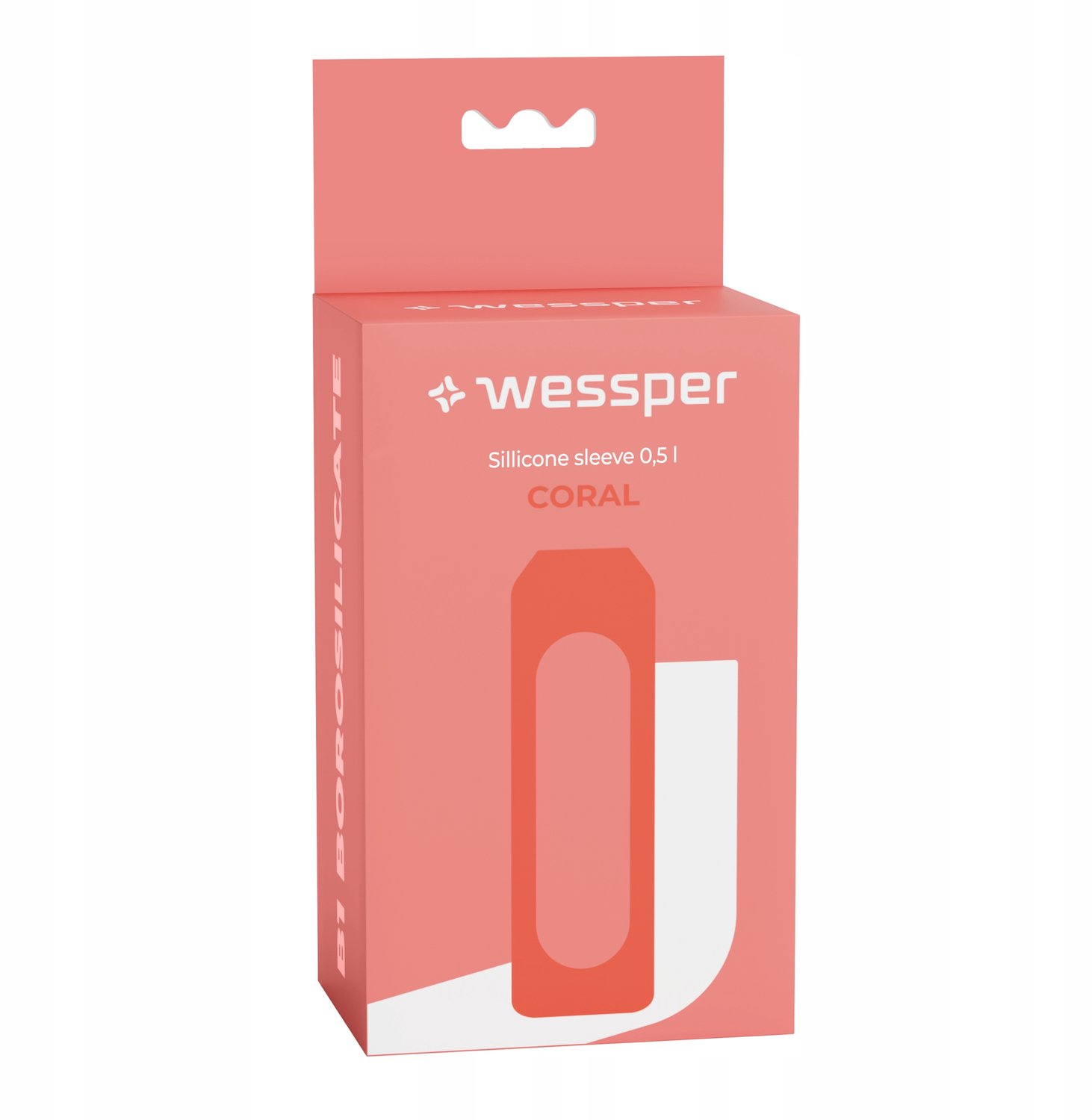 Wessper Koraalrode Siliconen Hoes voor Glazen Fles B1 Borosilicaat 0,5L