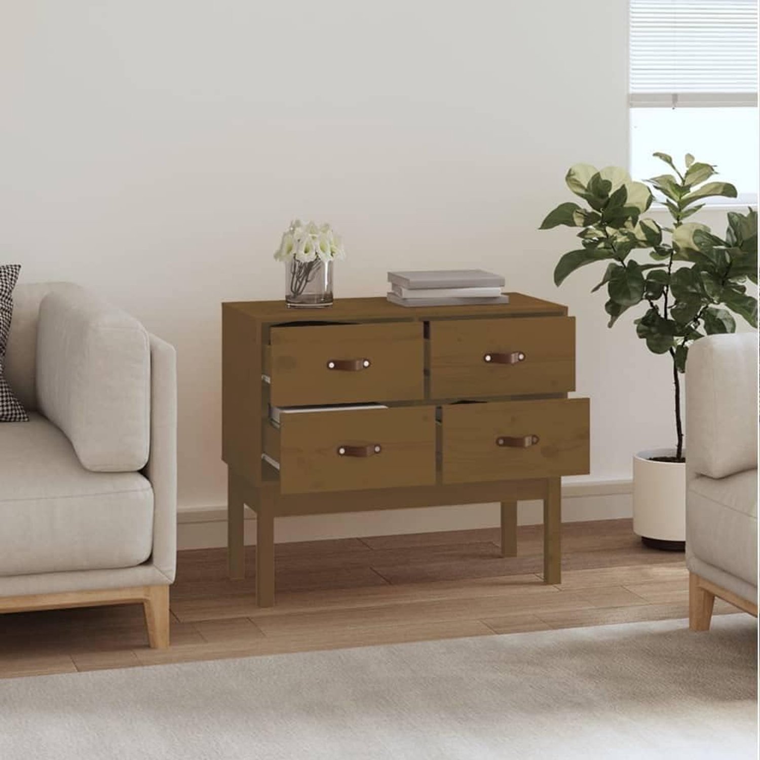 Consolekast honingbruin dressoirs tuinkast voor slaapkamer woonkamer 90 x 40 x 78 cm massief grenen