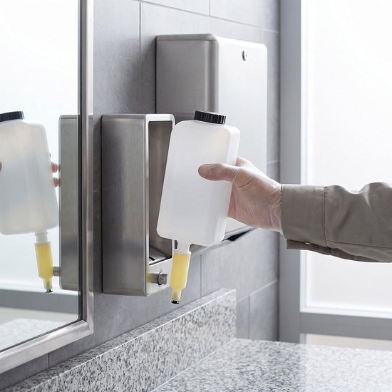 2 Stuks Zeepdispenser Navulflessen met Geïntegreerde Pomp Universele Vervanging voor Wandgemonteerde Handzeep Dispensers in Badkamer Keuken — afbeelding 4