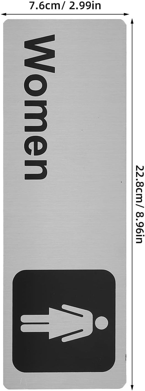 4 stuks zelfklevende aluminium toiletbordjes voor mannen en vrouwen, geschikt voor commerciële bedrijven, restaurants, hotels, kantoren, scholen en openbare gelegenheden, 9x3 inch. — afbeelding 5