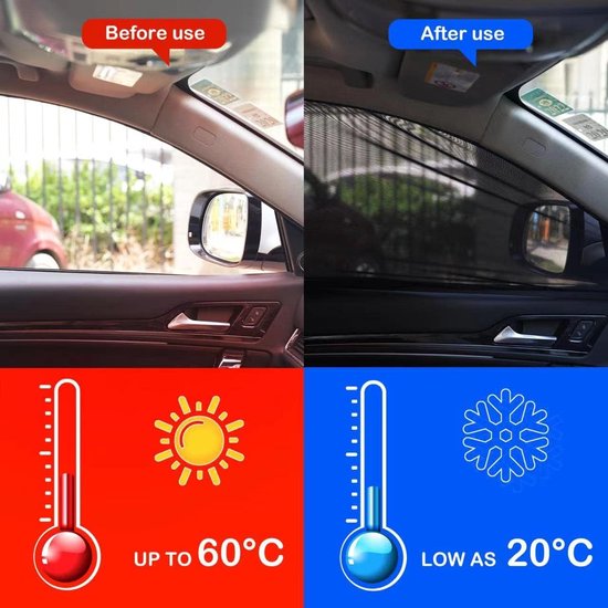 2 stuks voorruit voorruit scherm mesh cover tot 40 inch, auto zonnescherm anti-UV-stralen, privacy schaduw auto camping net voor ventilatie — afbeelding 2