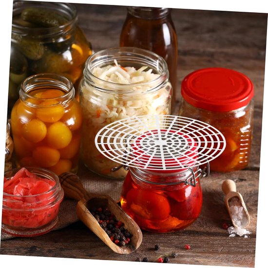 5 Stuks Voor Inblikpotten Canning Jar Presser Tool Augurk Jar Tool Canning Mesh Presser Roosterplaatdruk Gisting Van Het Potroosterplaat Pe White — afbeelding 3