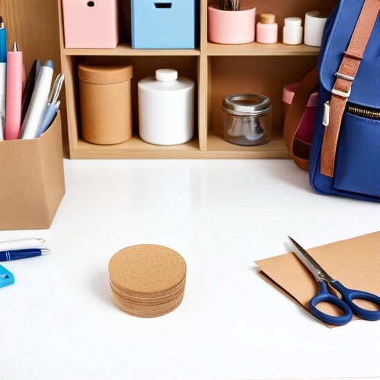 48 Stuks Delige Zelfklevende Ronde Kurkmatten Absorberend Hittebestendig Natuurlijke Kurken Onderzetters voor Meubels Potten Diy-bescherming tegen Vocht Krassen — afbeelding 5