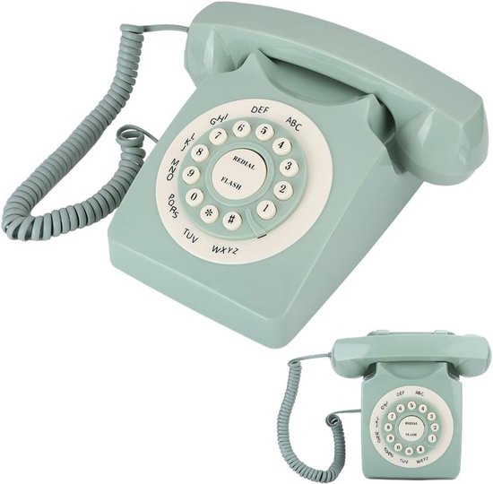 lyrlody Antieke Vaste Telefoon Groen Grote Heldere Knoppen — afbeelding 3