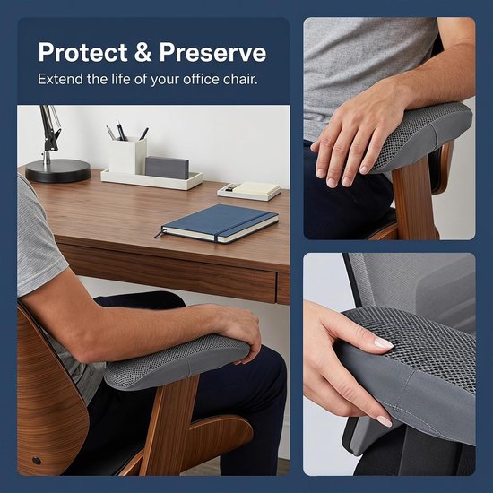 6 Stuks Delige Rekbare Stoffen Armleuninghoezen voor Bureaustoelen Stofdichte Beschermhoezen voor Kantoorstoelen Ademende Armleuningbeschermers Comfort — afbeelding 4