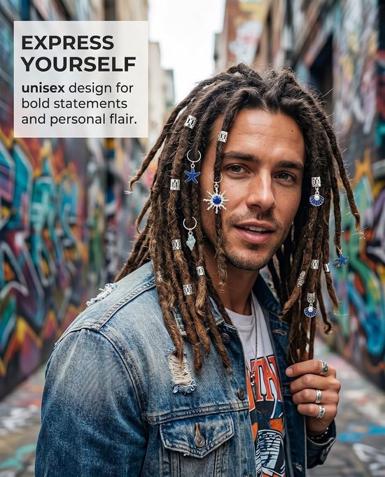 45 stuks haaraccessoires voor vlechten, verstelbaar, haaraccessoires, haarsieraden, spiraalclips voor dreadlocks, voor mannen, vrouwen, meisjes en kinderen (zilver) — afbeelding 3