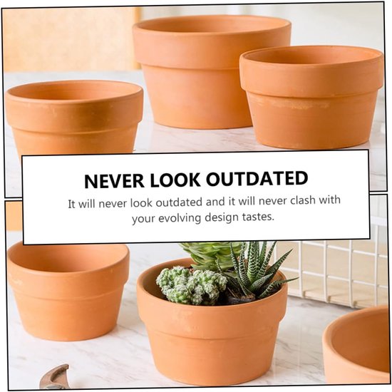 2stuks Terracotta Cactus Pot Van Bloempot Met Drainagegat Voor Succulenten Bonsai Creatieve Aardewerken Plantenbak Voor Thuis Kantoor Decoratie — afbeelding 5