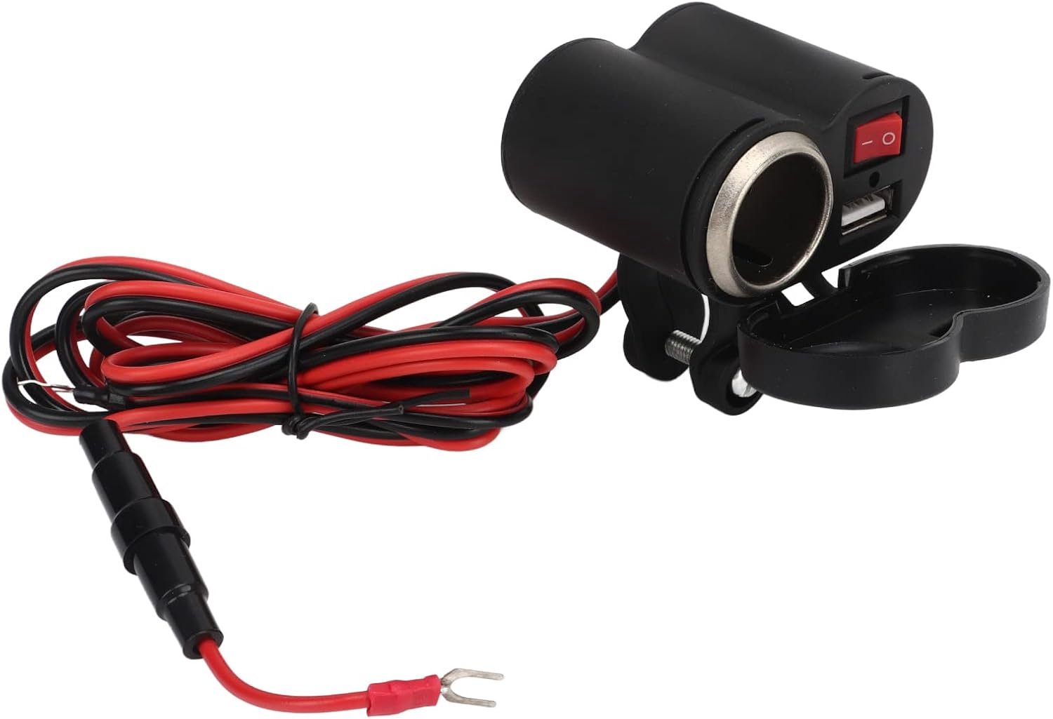 55x30x46mm Motorfiets Sigarettenaansteker Universal 12V 45V ABS Waterdichte stofdichte USB -laderaansluiting met 1, kabel voor motorfiets elektrische auto