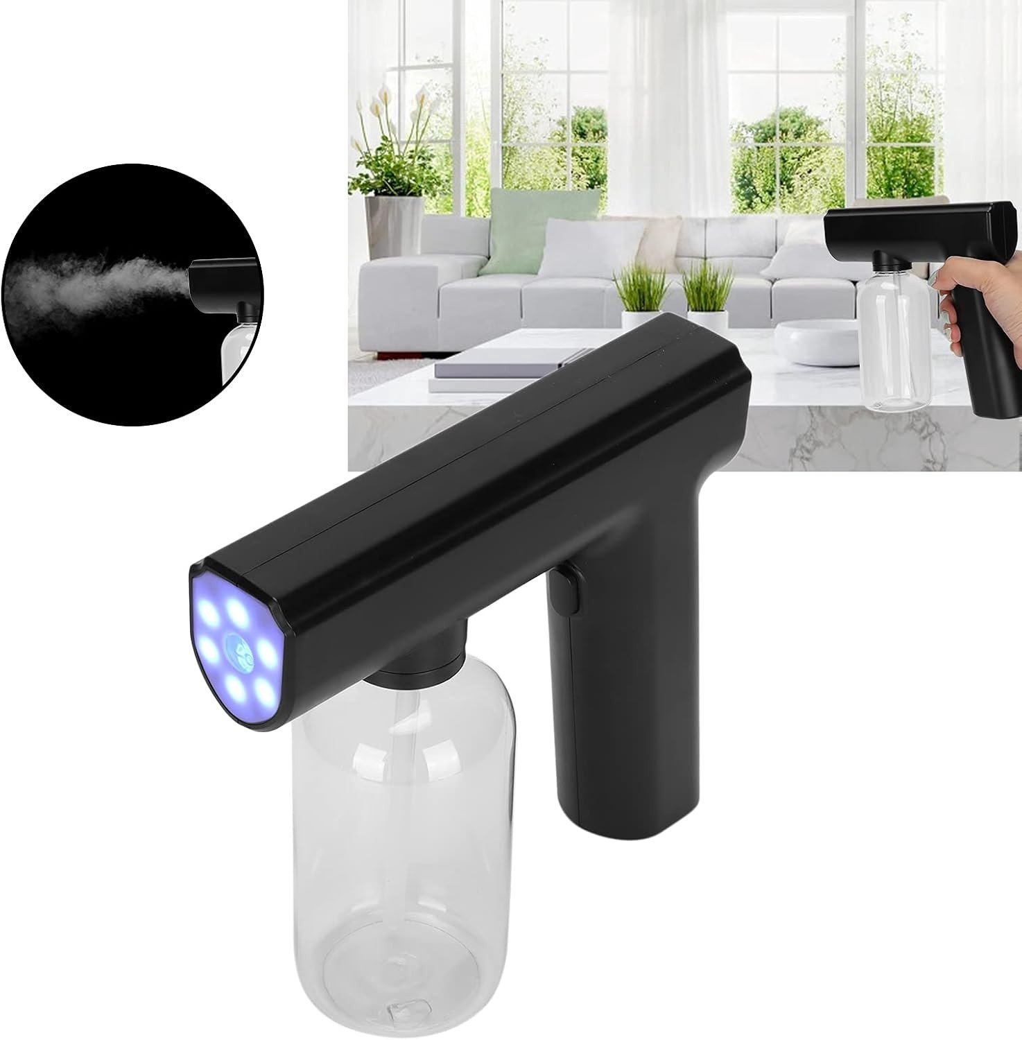 Draagbare Elektrische Mistverstuiver voor Thuis, Kantoor en Tuin, Oplaadbare Atomizer met Afneembare Tank, 12 Oz Capaciteit