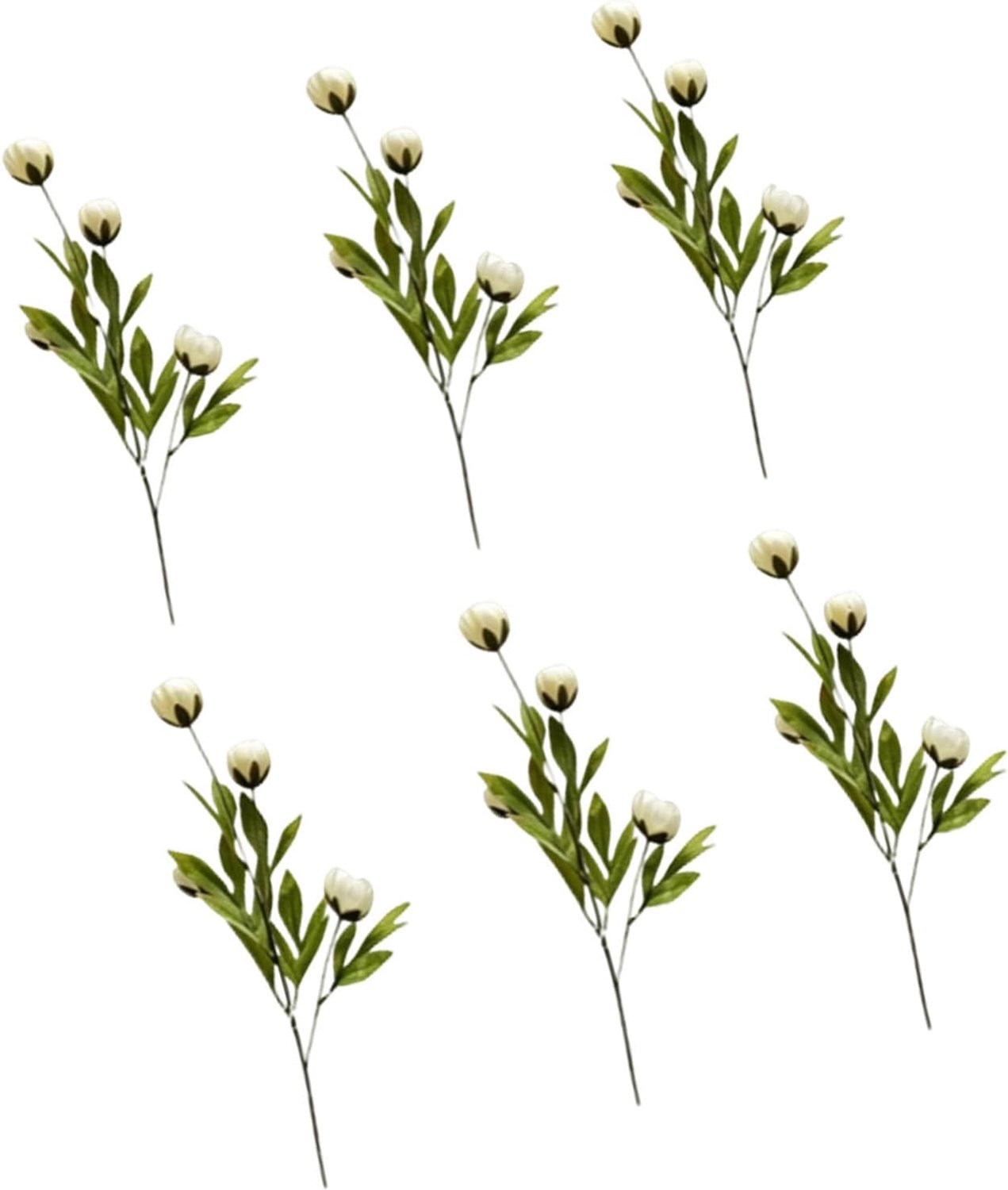Kunstpioenbloemen, Set van 6 Stuks (WHITE)