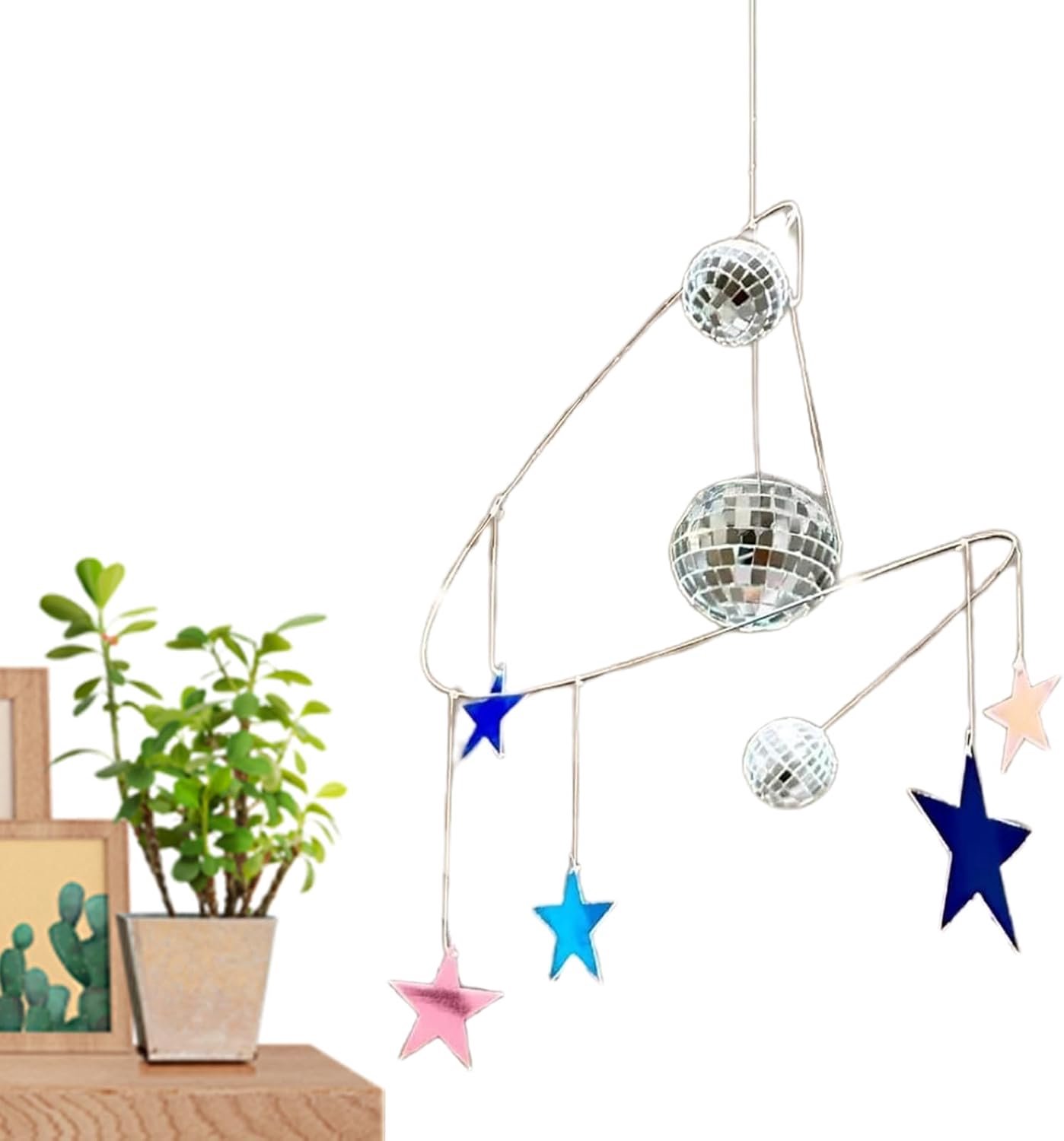 Zonnevanger - Discobal raamornament met sterren, kunstdecoratie maker, reflecterend prisma kristal | Levendige lichtweergave voor woonkamer, terras, slaapkamer, balkon