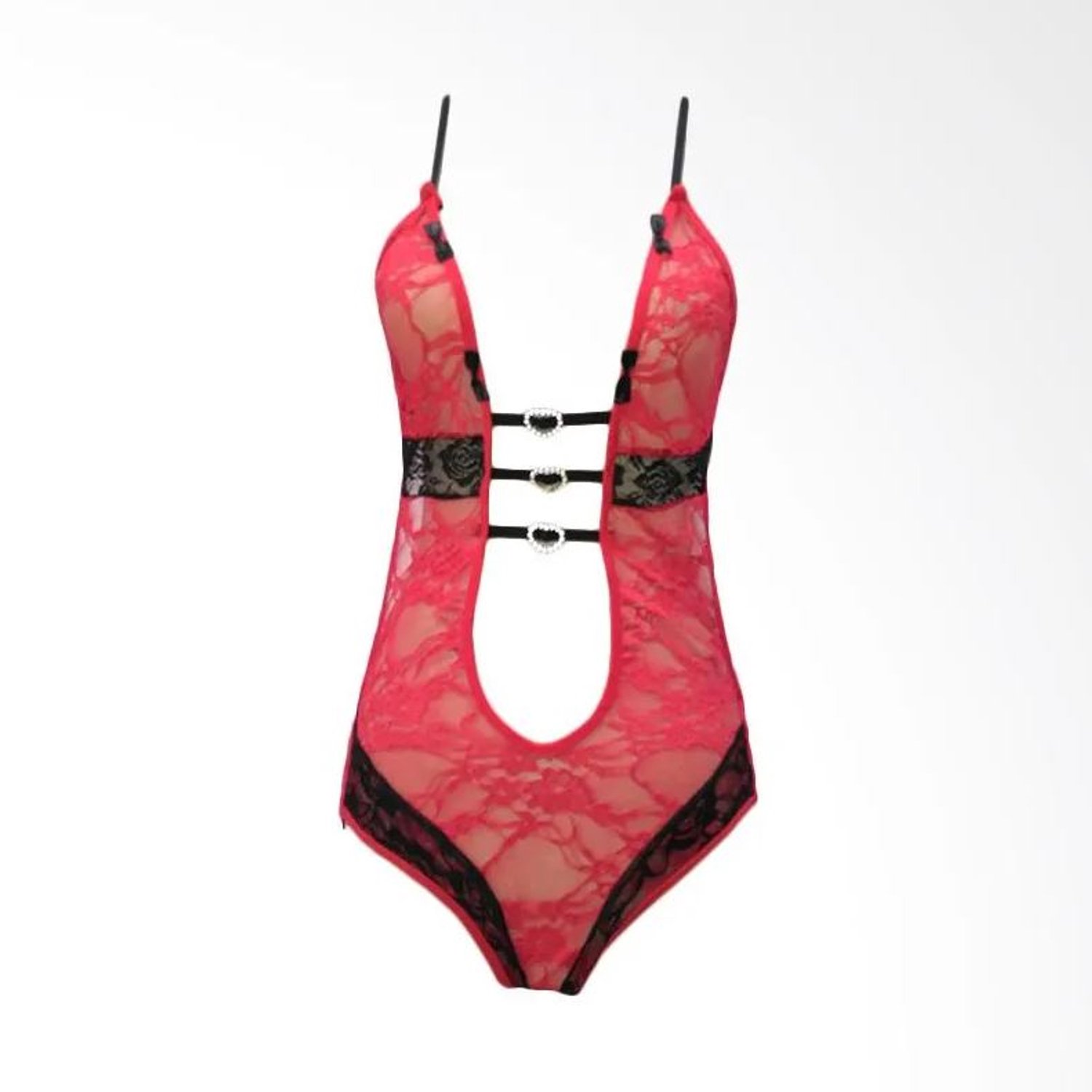 Bodysuit - Doorschijnende lingerie - Mesh lingerie - Dames lingerie - Kant lingerie - Transparante bodysuit - Lace bodysuit - Mesh bodysuit - Rood - One piece - Jonyx