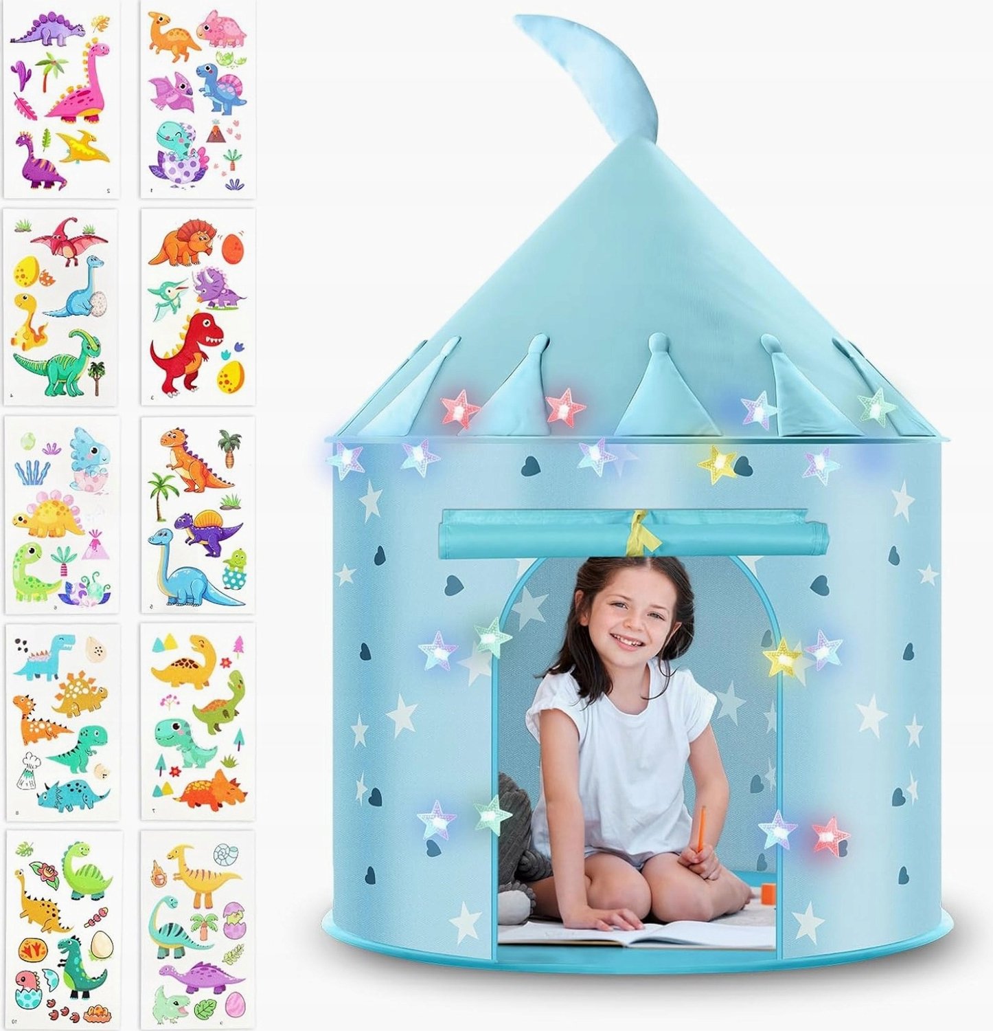 Blauwe Kindertent met LED Verlichting - Opvouwbaar Speelhuisje