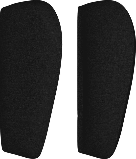 Deux ailes de tête de lit semi-circulaires en tissu noir pour sommier tapissier.