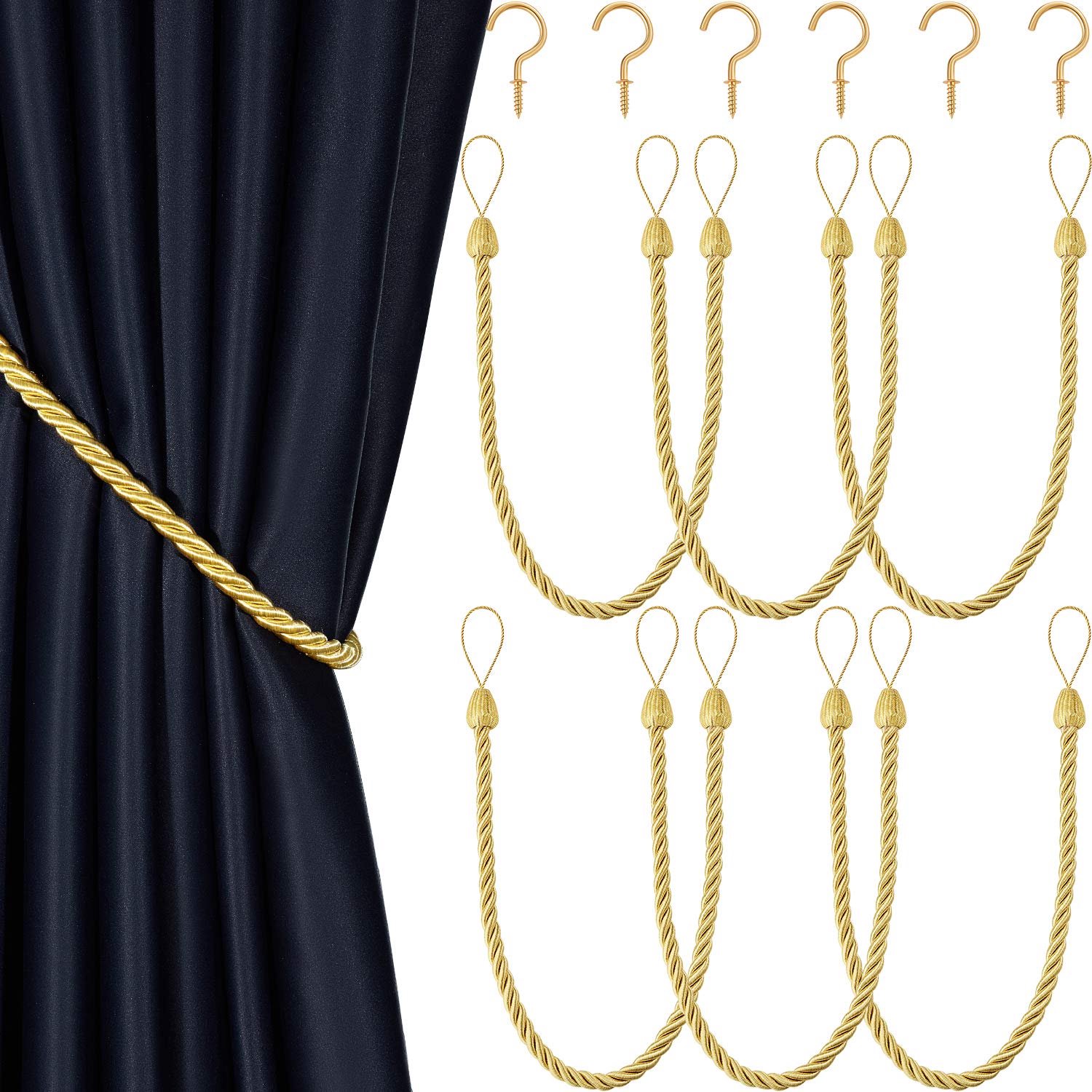 Gordijn accessoires 6 stuks - gevlochten riem - handgemaakt - stijlvolle drapering - ShopVlot