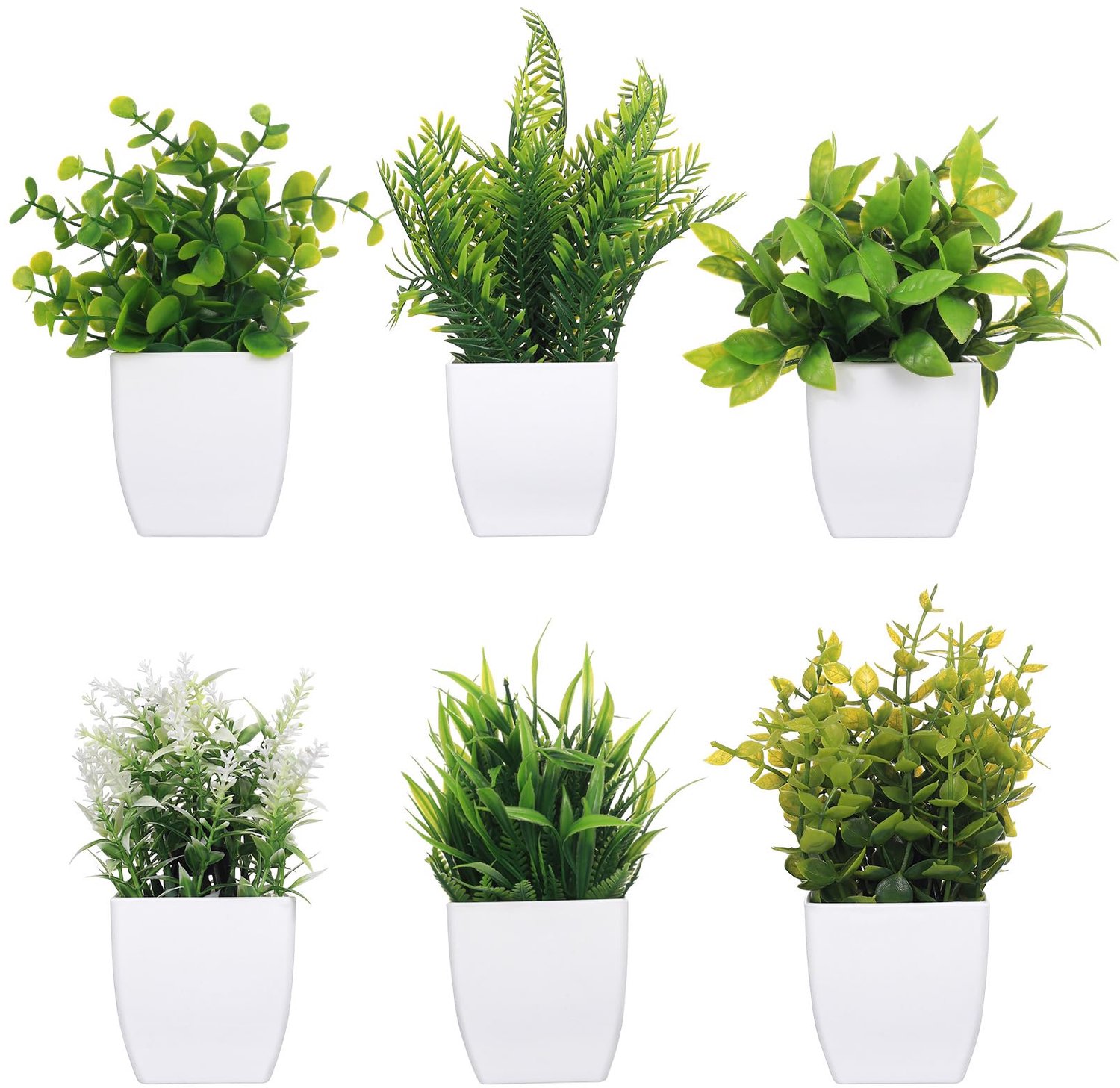 Kunstplanten 6 stuks - Kleine nepplanten in pot - Kunststof decoratie - Ideaal voor thuis en kantoor - ShopVlot