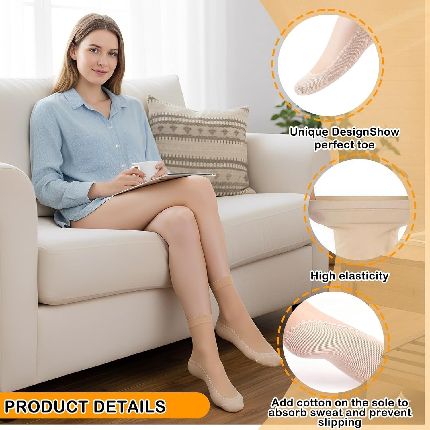 Dunne Transparante Nylon Kousen voor Dames - Versterkte Teenkappen, Antislip en Ondersteuning voor de Benen, Set van 20 - Ideaal voor Onder Jurken en Casual Gebruik