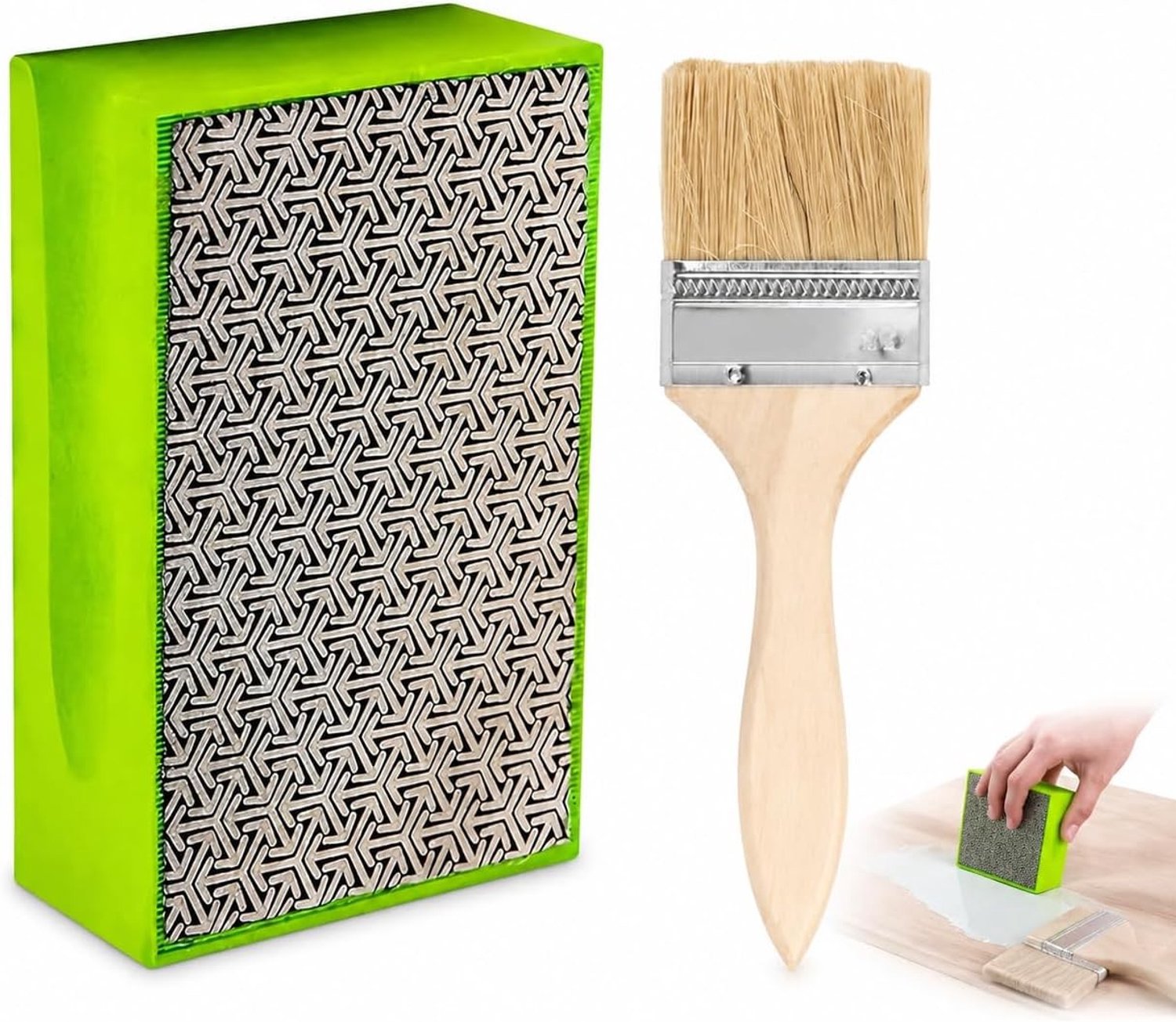 Herbruikbare Polijstblokken met Borstel voor Glas, Graniet, Marmer en Beton - Diamant Hand Polijst Pads voor Efficiënt Schuren en Polijsten 200#