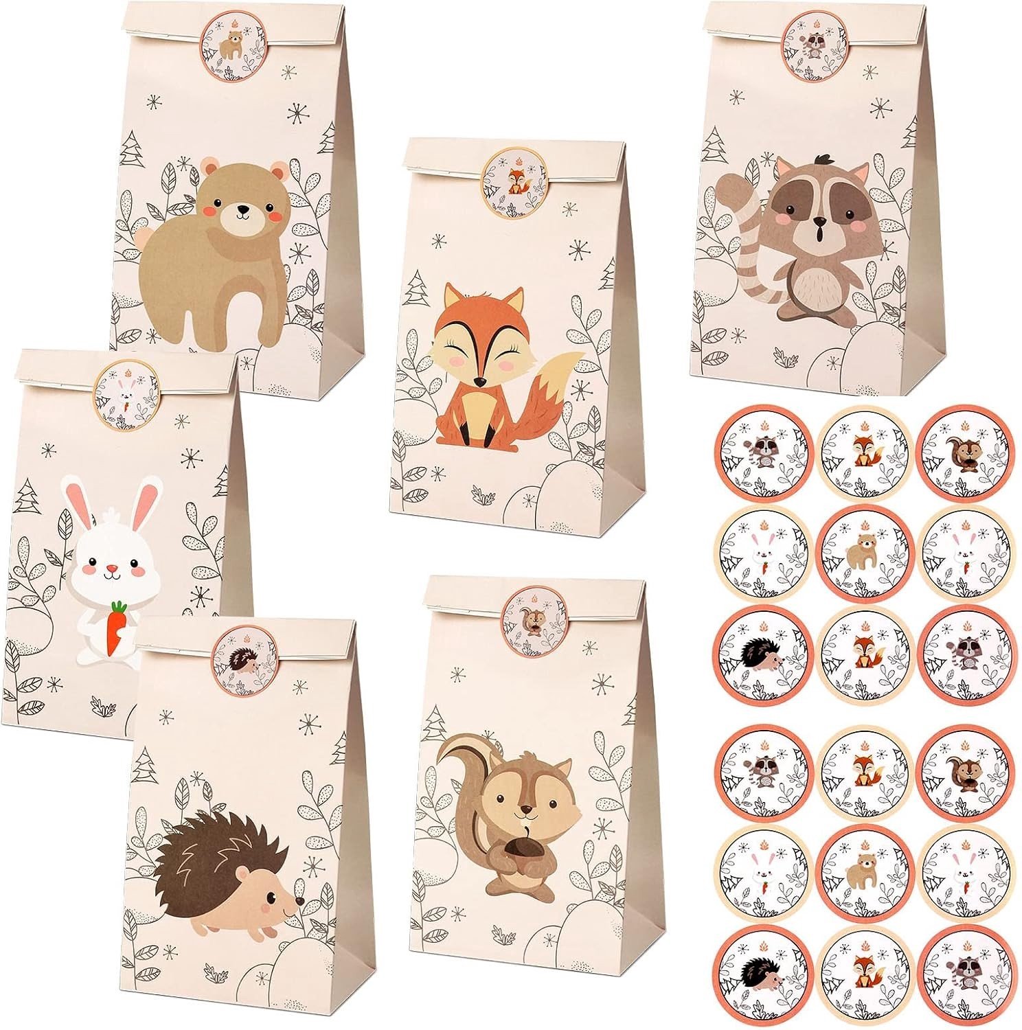 Dierlijke Cadeauzakken voor Kinderen, 12 Stuks, Perfect voor Verjaardagsfeestjes en Feestelijke Gelegenheden