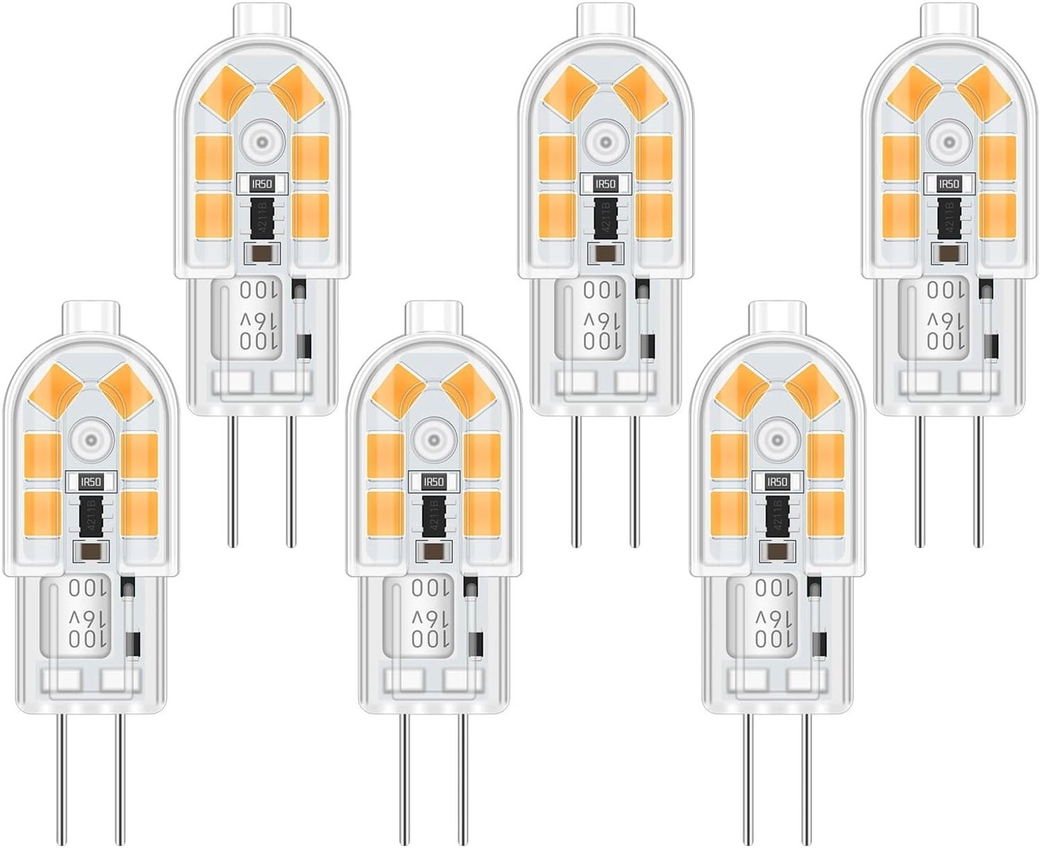 LED G4 12V Warm Wit 2W voor Afzuigkap, 12 SMD, 200LM, Vervanging Halogeen Spot G4 10W 20W, Niet Dimbaar, Pen Socket Verlichting G4 12V AC/DC voor RV Inbouwspots, Set van 6 met Lange Levensduur en Energiezuinigheid