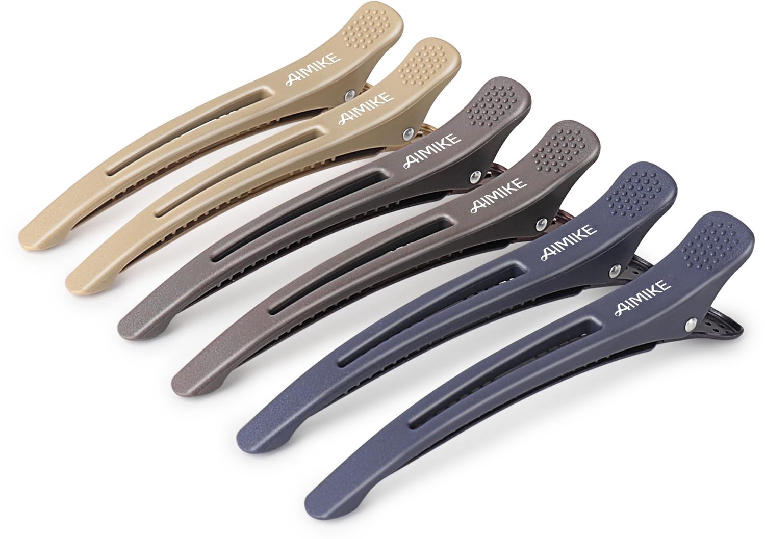 AIMIKE Haarsectieclips met siliconeband - Geen vouw, eendenfactureerde stylingclips voor salon, knippen en rollen (6 stuks)