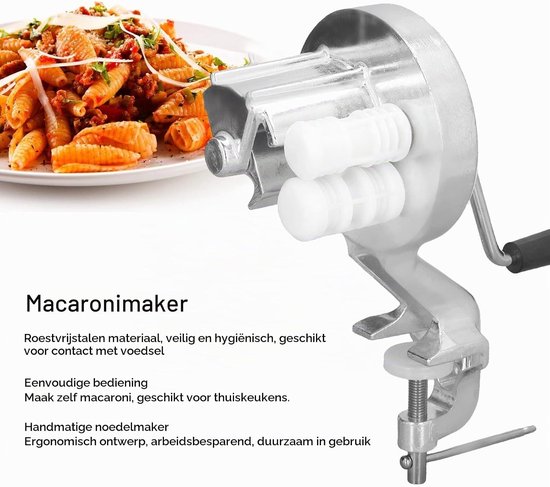 Handmatige Cavatelli Maker - RVS Macaroni Maker voor Thuisgebruik, Noodle Press Machine met Handcrank voor Verse Pasta en Noodles — afbeelding 3