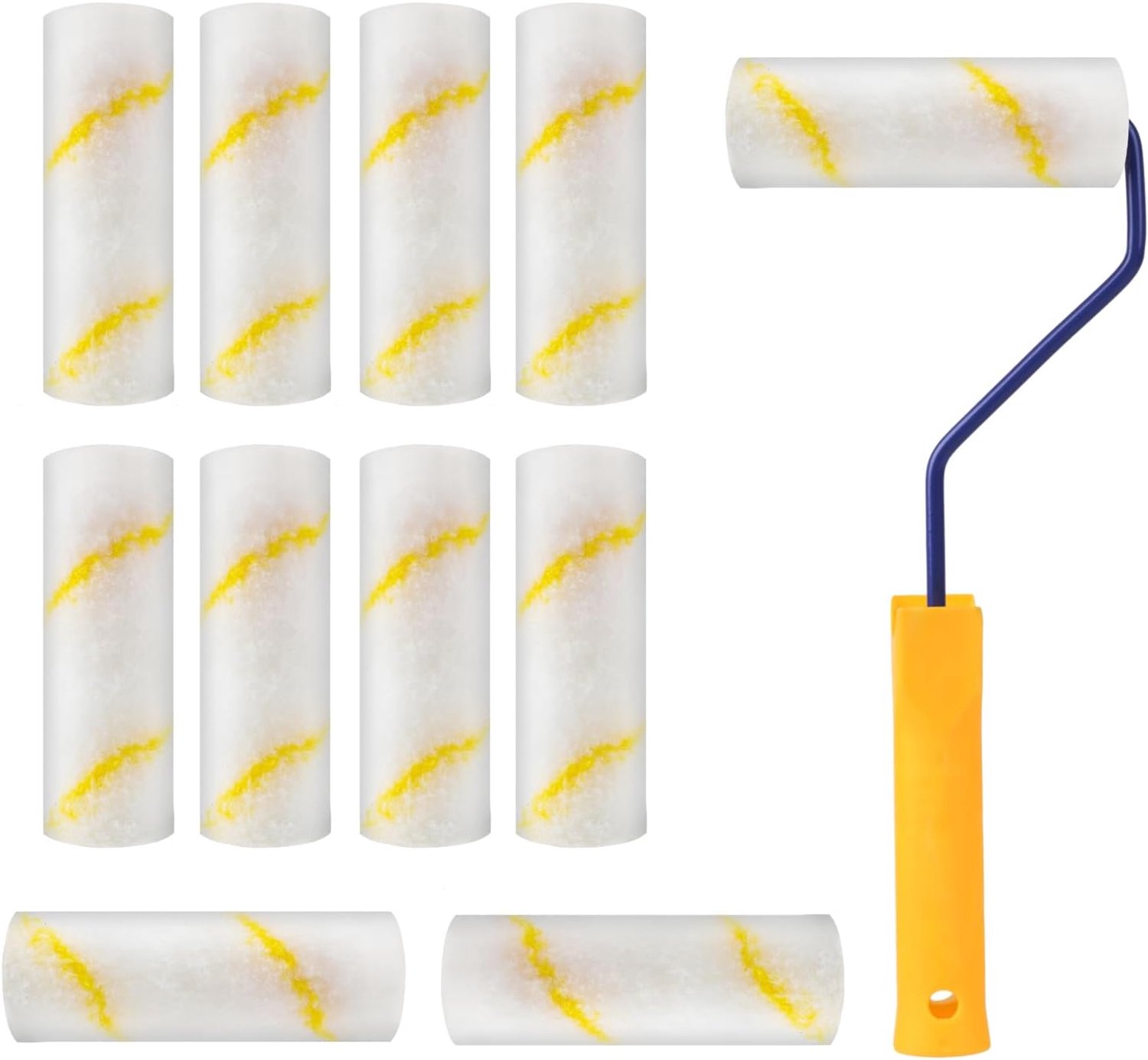10 Pcs Paint Roller, 10cm Painting Roller Set, Painting Rolls, Painting Rolls with Handle Set, Professional Paint - ShopVlot