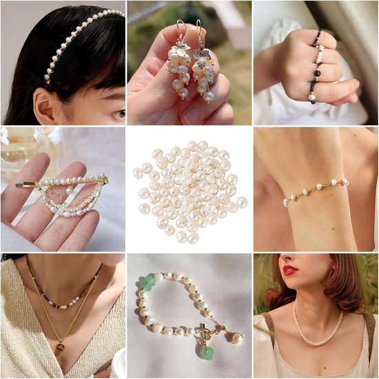 70 Stuks Natuurlijke Gekweekte Zoetwaterparelkralen Onregelmatige Aardappelvormige Parelkralen voor DIY Ketting Armband Oorbellen Sieraden Maken 6mm — afbeelding 2