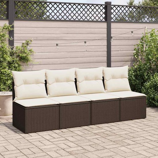 Poly rattan waterdichte opbergtas loungeset bruin 2 delig — afbeelding 2