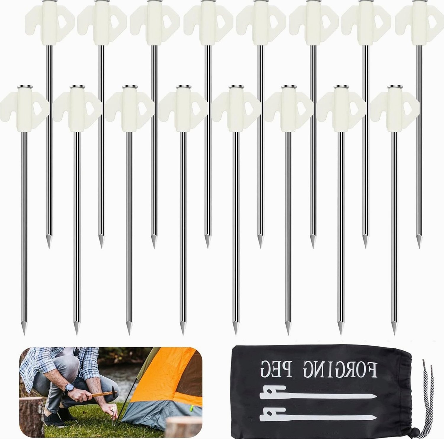 16x Stalen Tentpennen 20cm - Robuust & Universeel voor Camping