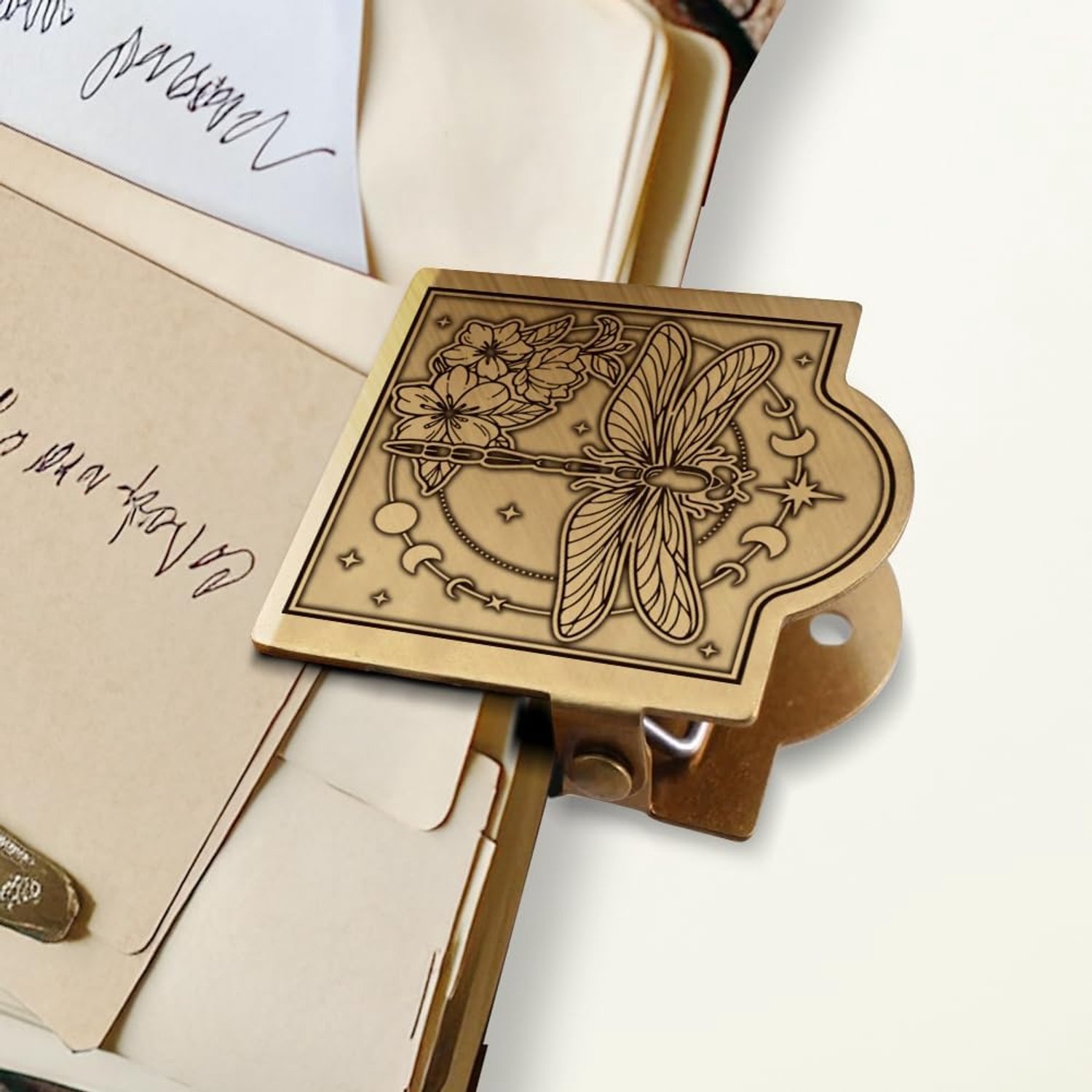 ANATTASOUL Travelers Notebook Journal Clip Metal Dragonfly and Moon Phase Book Binder Clips Bronze Vintage, 4.5cm x - ShopVlot