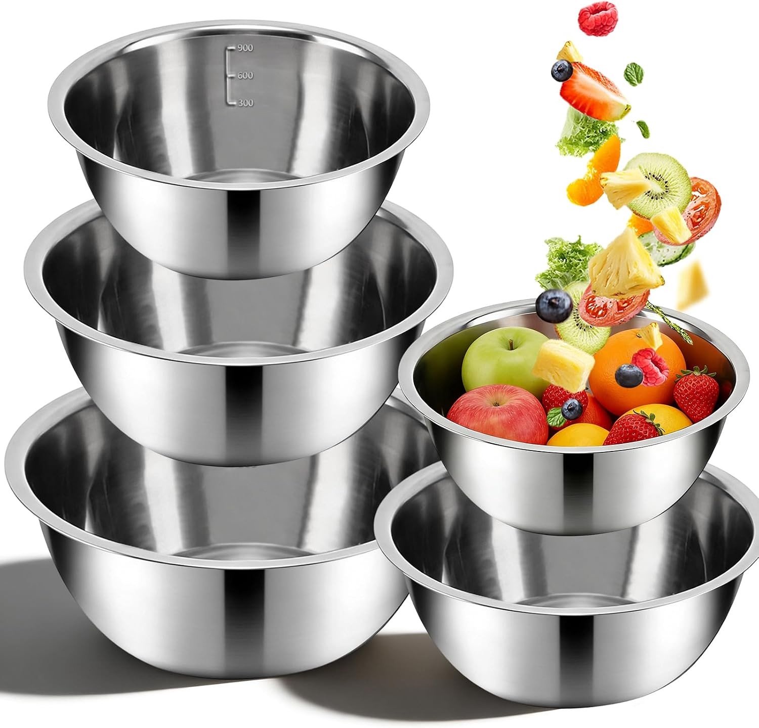 Roestvrijstalen Komset - Zilver - 5 Maten - 304 Roestvrij Staal - Voor Keuken en Serveren