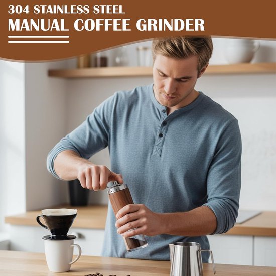 Handmatige Koffiemolen met Verstelbare Instellingen voor Reizen, Kantoor en Camping – Perfect voor Espresso en Versgemalen Koffie — afbeelding 2
