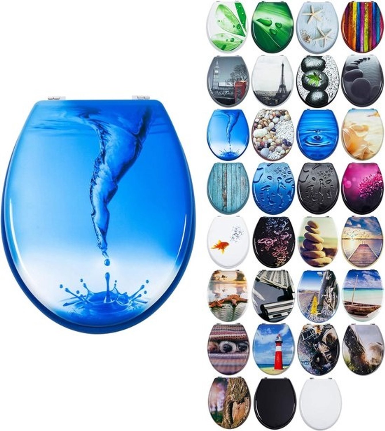 MDF-wc-bril - met softclose en motief Blue Whirl