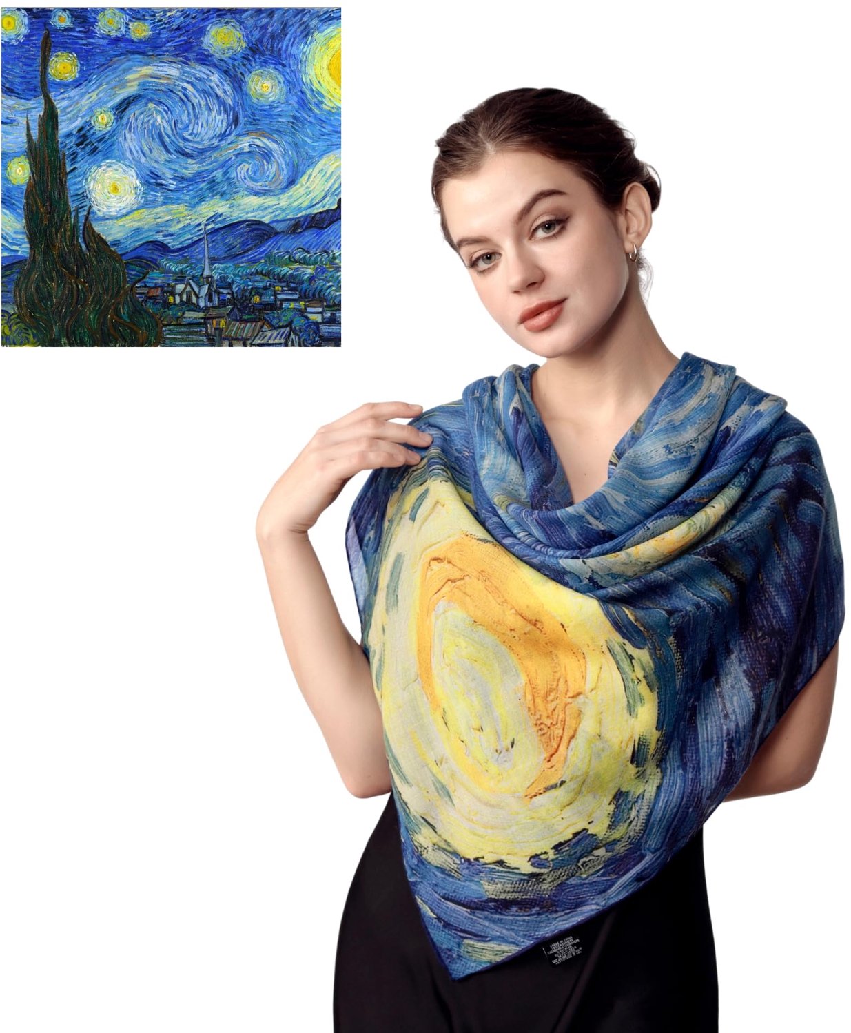 Pashmina sjaal 90x90 cm - kasjmier - artistiek design - ultralicht elegant - ShopVlot
