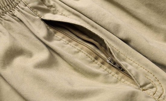 Mens Katoen Losse Fit Volledige Elastische Twill Cargo Korte Broek met Trekkoord — afbeelding 3