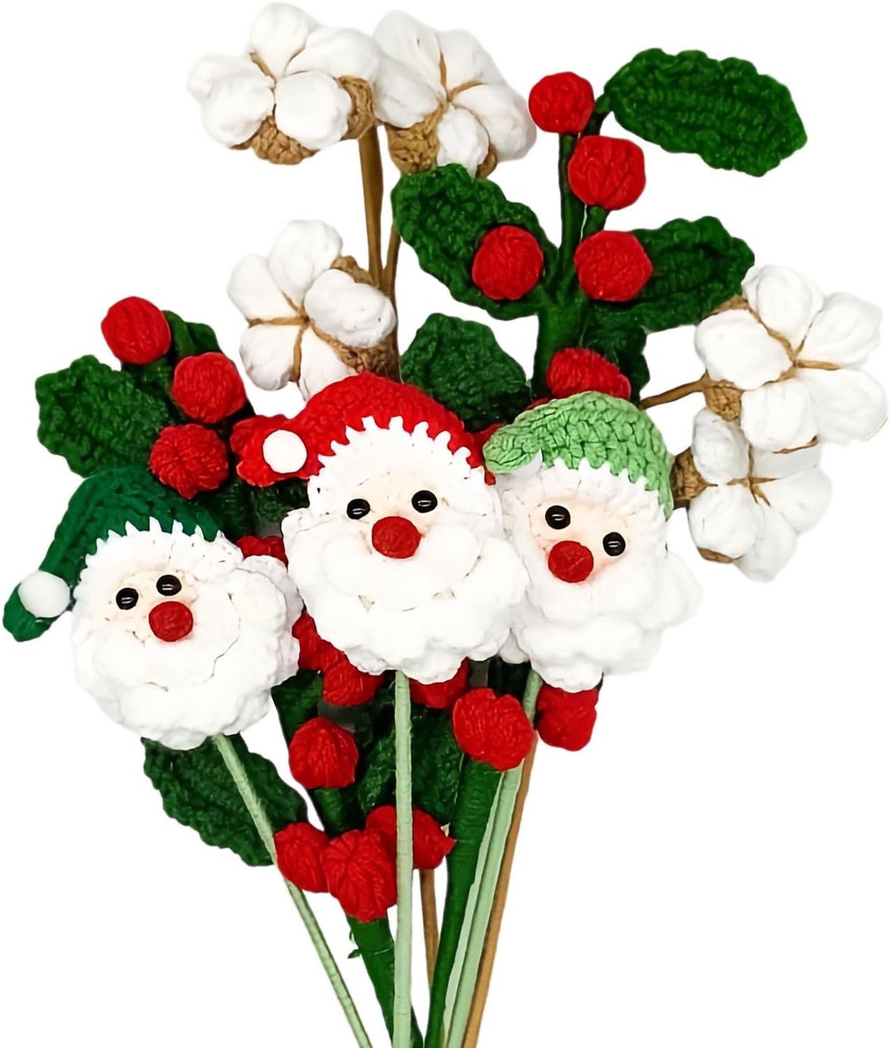 Kerstkunst, gebreide kerstman, , kunstplant, 5 stuks, handgehaakt