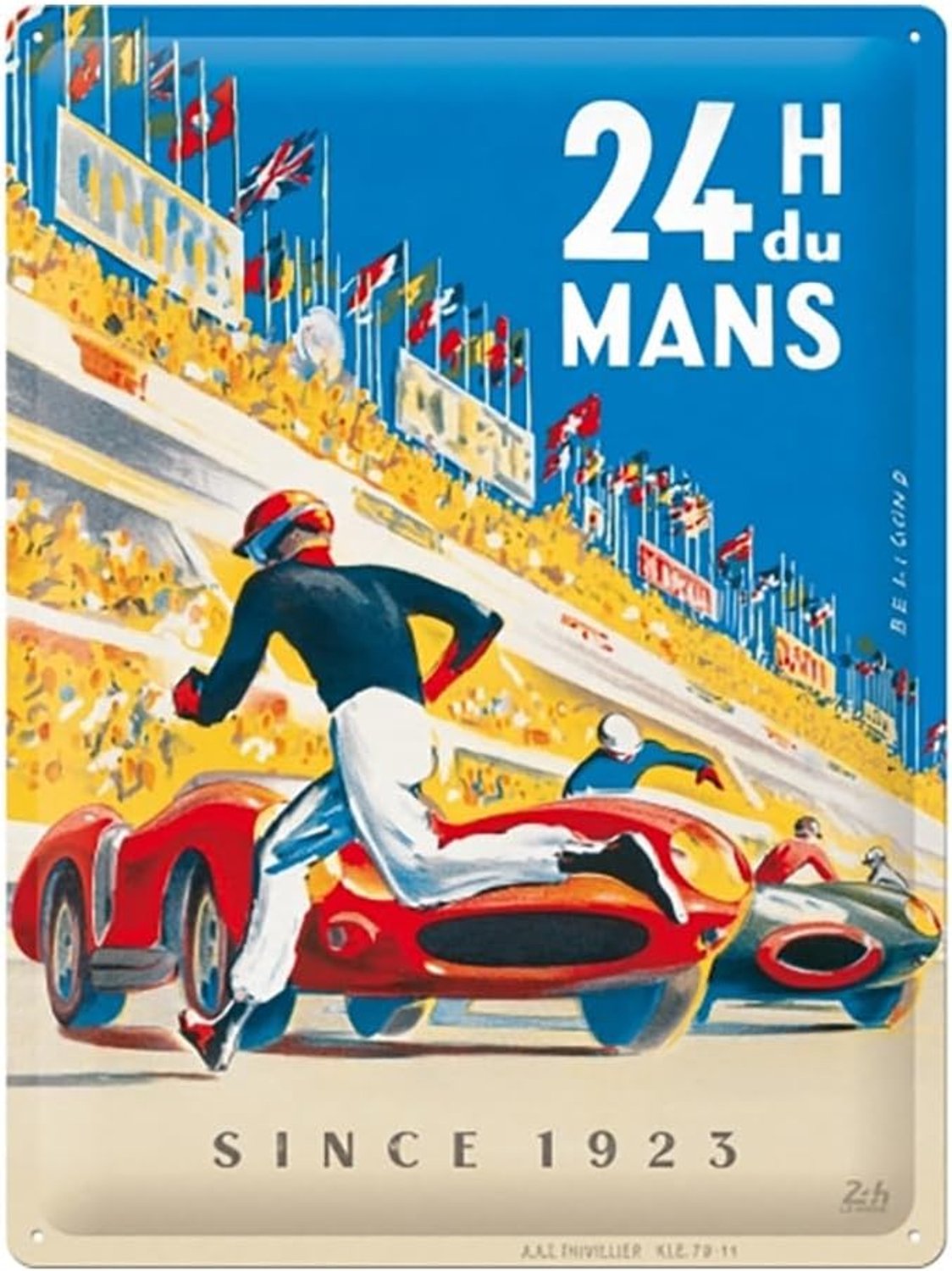 Nostalgic-Art Retro metalen bord, 30 x 40 cm, 24h Le Mans – Racing Poster Blue – Cadeau idee voor motor fans, van metaal, vintage design