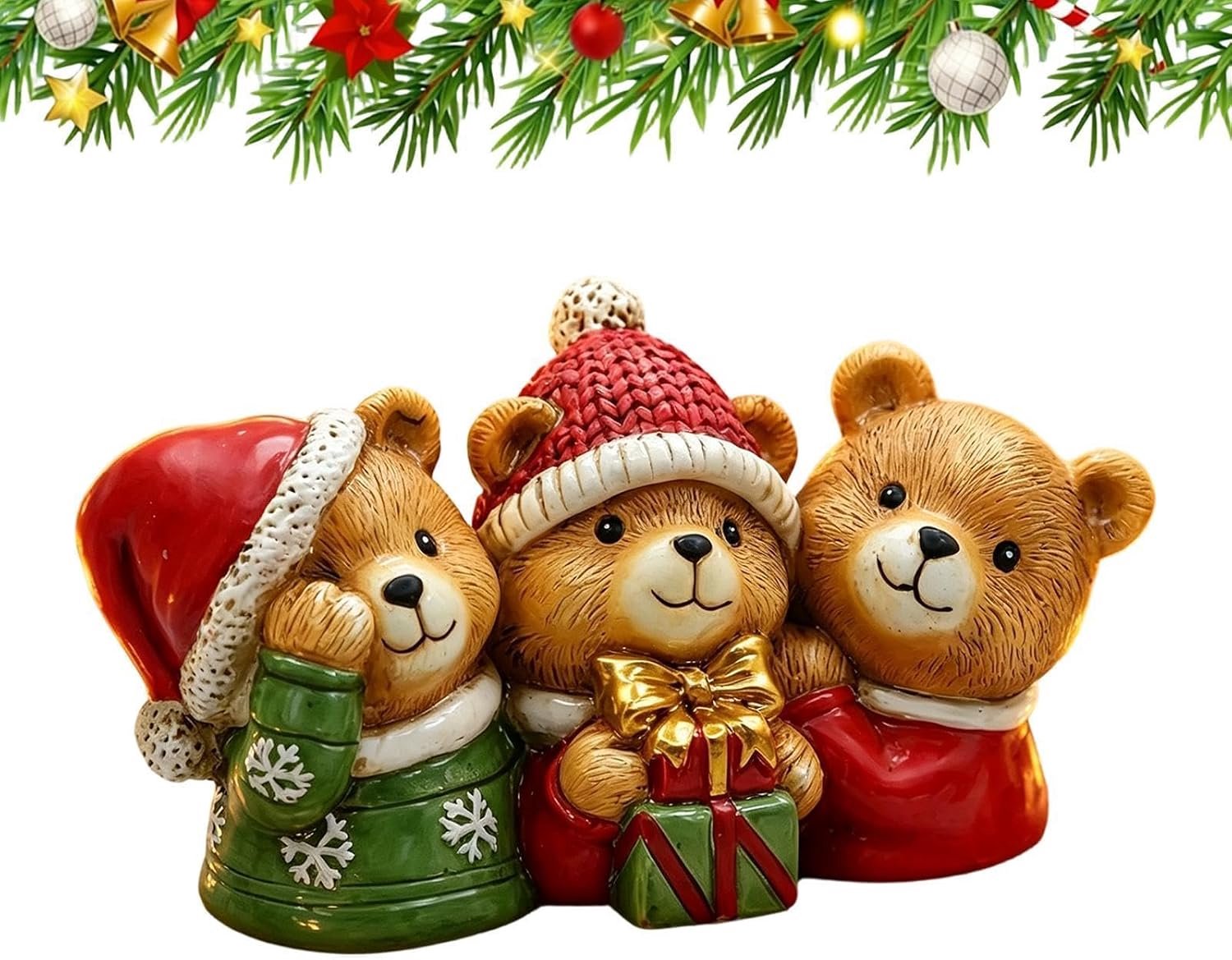 Kerstbeer Figuur Schattige Beer Met Kerstmuts Seizoensdecoratie