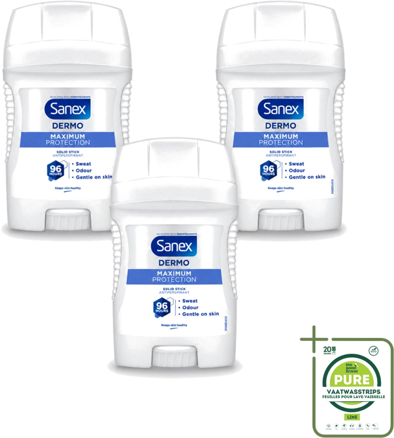 3 x Sanex – Deodorant Stick – Maximum Protection 96H – 50 ml - Grootverpakking - Anti-transpirant Stick - 96 Uur Bescherming - Zweetbestendig - Geurvervoeging - Huidbescherming