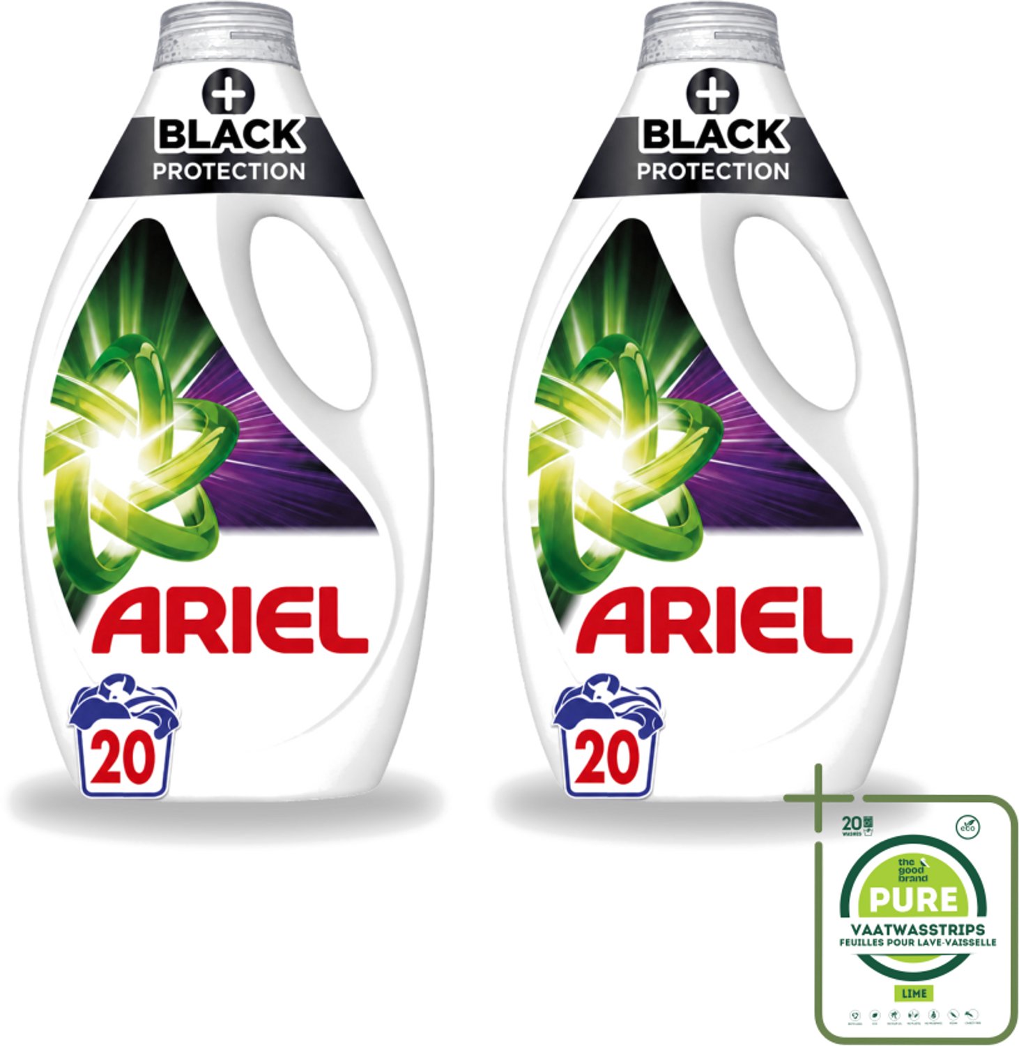 2 x Ariel – +Revita Black – Vloeibaar Wasmiddel – 900 ml - Grootverpakking - Vaatwasstrips - Donkere Kleuren Beschermen - Kleurbescherming - Vlekverwijdering - Coudwasformule - Wasmiddel Voor Zwart