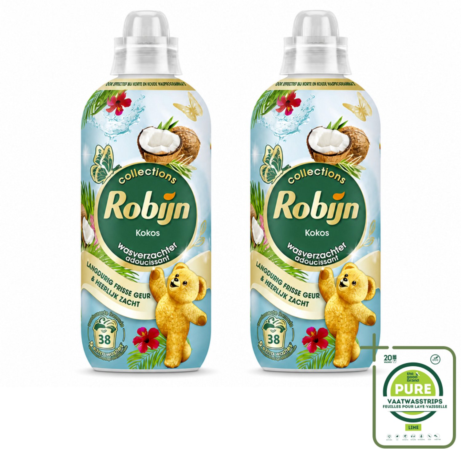 2 x Robijn – Wasverzachter – Kokos Sensation – 765 ml - Grootverpakking - Vaatwasstrips - Wasverzachter Kokos - Wasverzachter Tropisch - Wasverzachter Fris - Wasverzachter Voor Textiel - Wasverzachter Voor Beddengoed