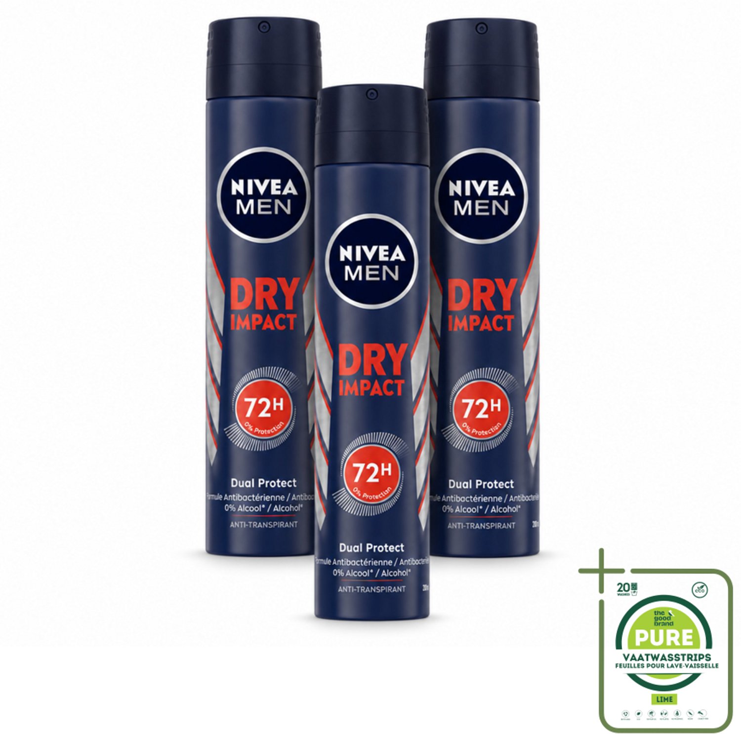 3 x NIVEA MEN – Anti-transpirant spray – Dry Impact – 200 ml - Grootverpakking - Anti-transpirant Spray - Zweet En Geur - 72u Bescherming - Zweetvorming - Geurvermindering