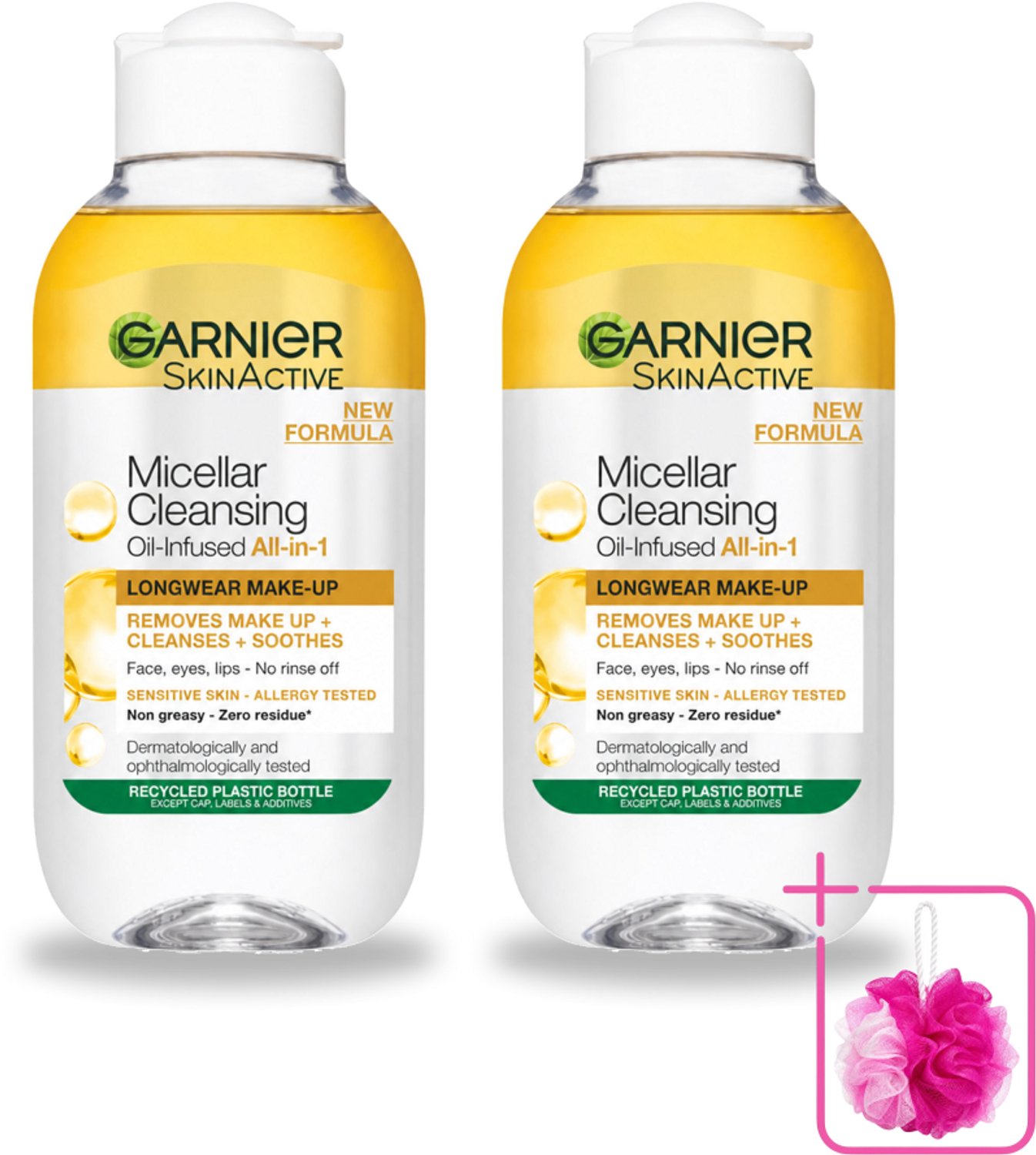 2 x Garnier - Micellair Reinigingswater - Olie - 100 ml - Bulkverpakking - Make-up verwijderen - Douchemop - Micellair reinigingswater