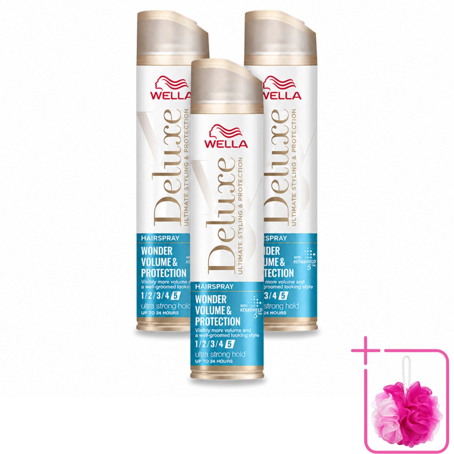 3 x Wella – Deluxe Volume & Protection – Haarspray – 250 ml - Bulkverpakking - Haarspray - Douchemop - Volume